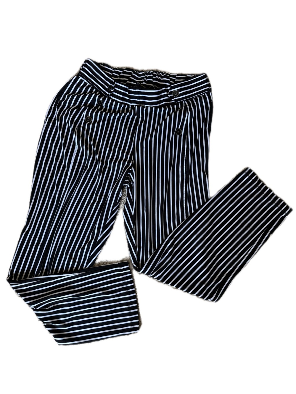 Robert Louis Black and White Vertical Stripe Leggings